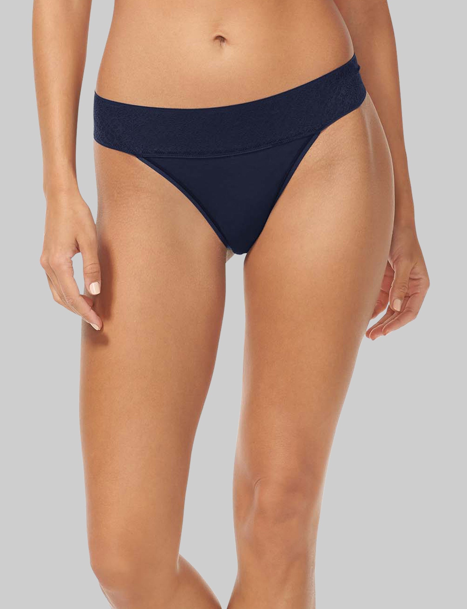 Women's Cool Cotton Thong, Lace Waist - Image 2