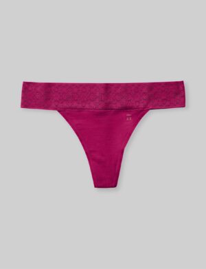 Women's Cool Cotton Thong, Lace Waist