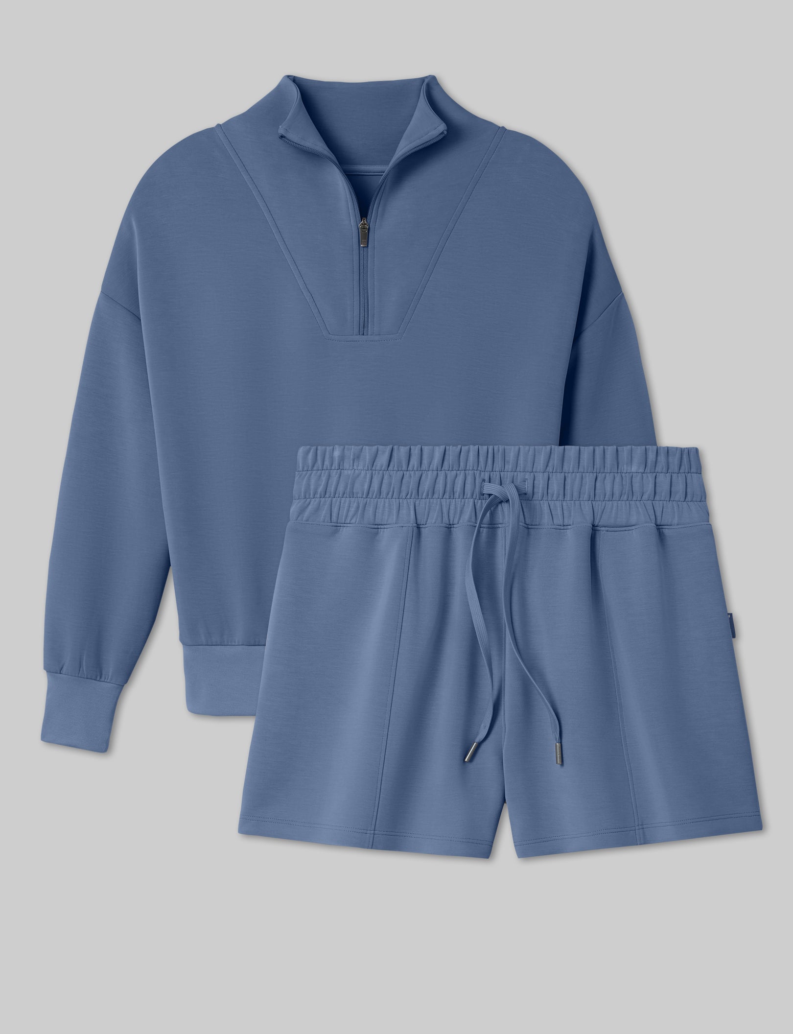 Women's Luxe Traveler Knit Quarter Zip & Short Set - Image 2